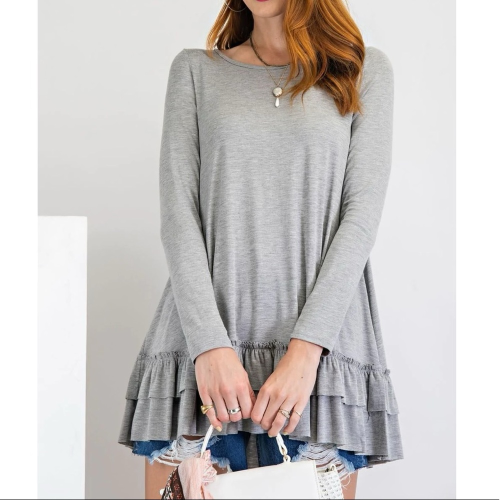 Long Sleeve Double Ruffle Tunic